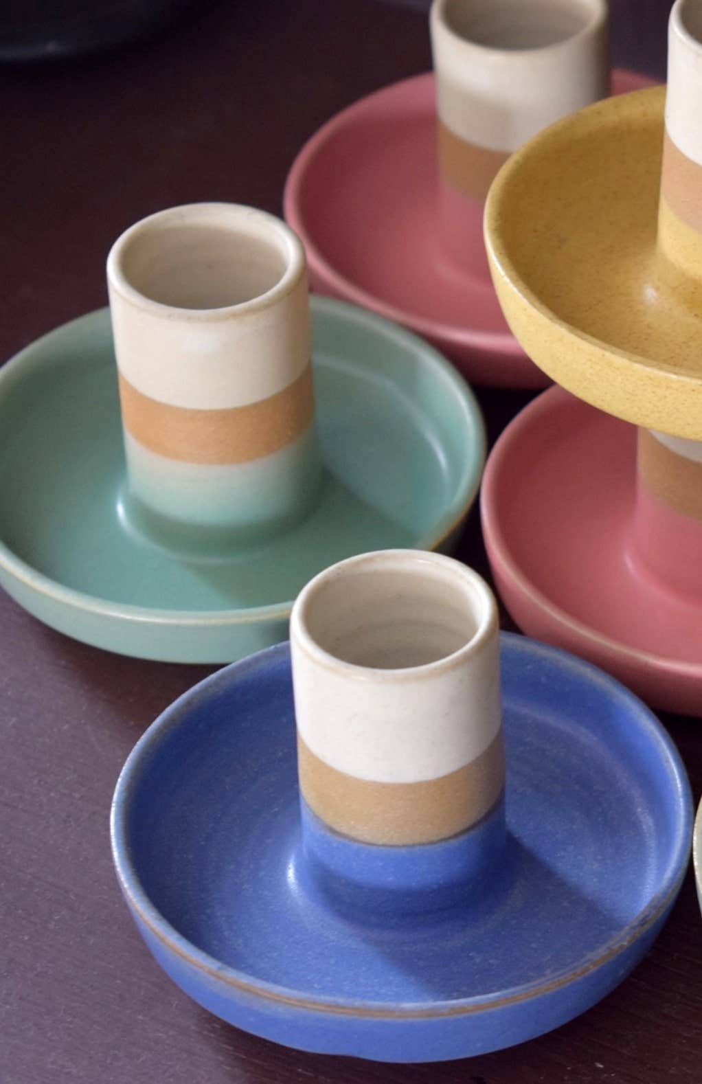 Candleholder - Colorful Ceramic: Stripe