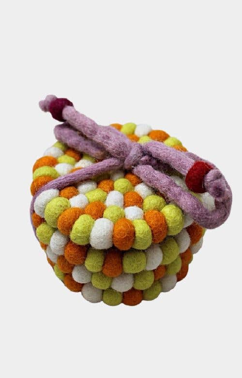 Hand-Felted Ball Coasters - Set of 4, Assorted Colors: Gold