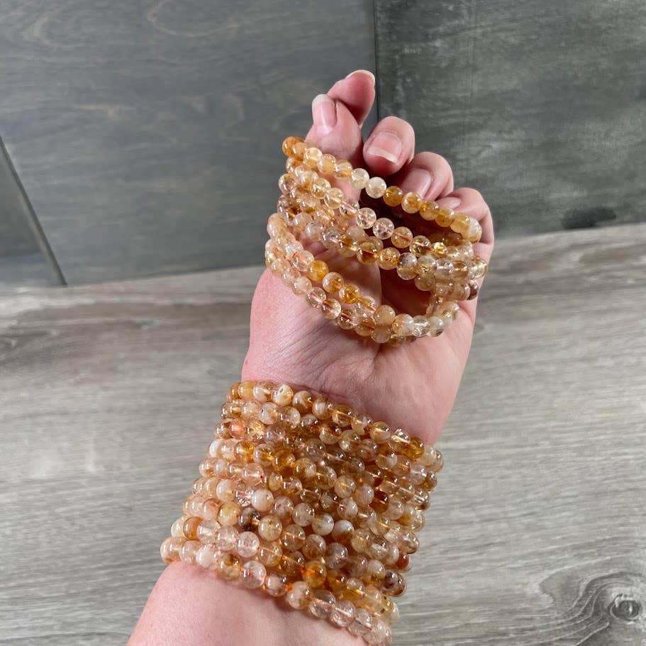 Gemstone Beaded Stretch Bracelets 6mm  : Black Moonstone