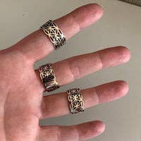 Sterling Silver Flower of Life Rings: Round Larger
