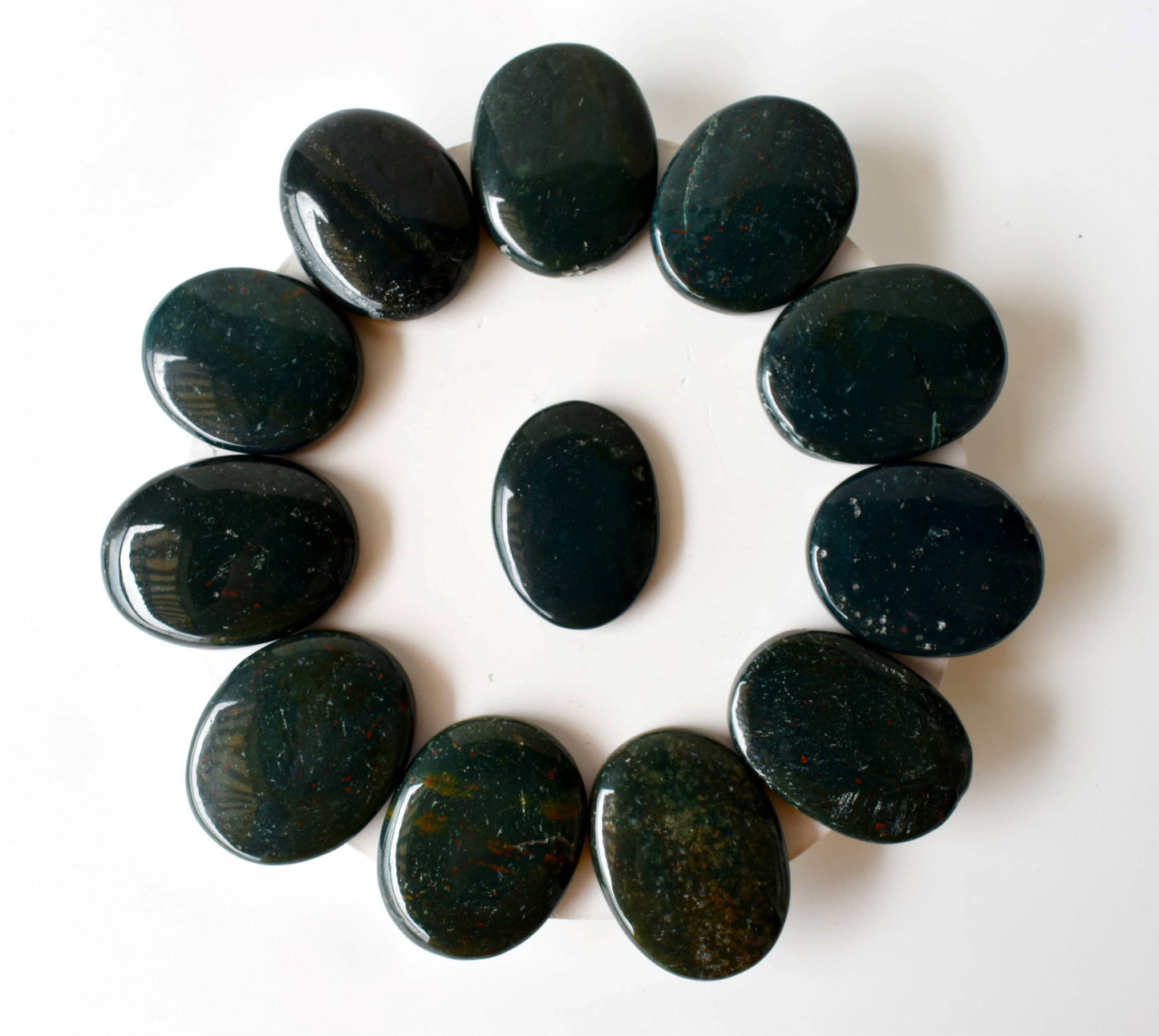 Palm Stones | Bloodstone | Thumb Crystal | Pocket Gemstone: Thumb Indent (Worry Stone)
