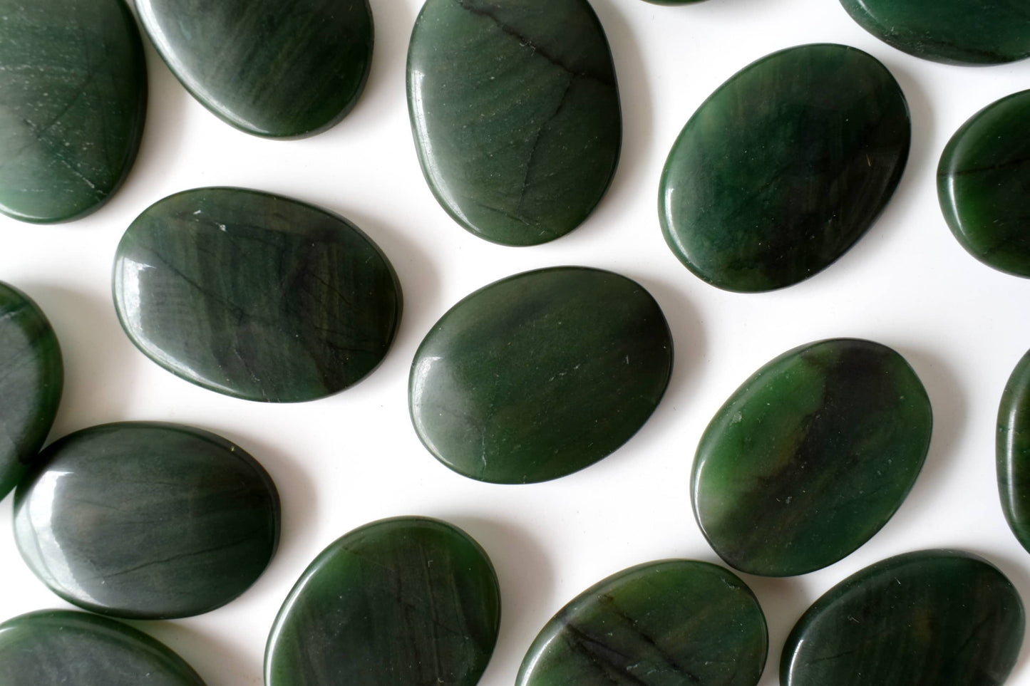 Palm Stone | Green Jade | Thumb Crystal | Pocket Gemstone: Thumb Indent (Worry Stone)