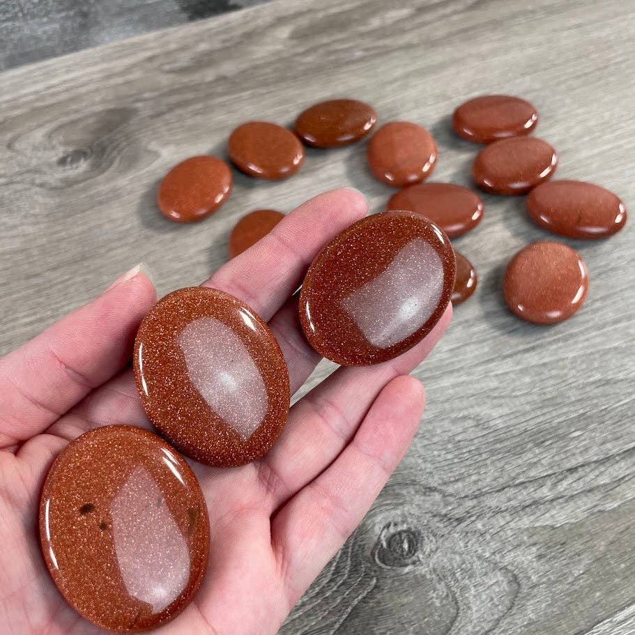 Gemstone Palm Stones 45mm – Bulk Crystal Supplies: Assorted (may be man made dyed or treated)