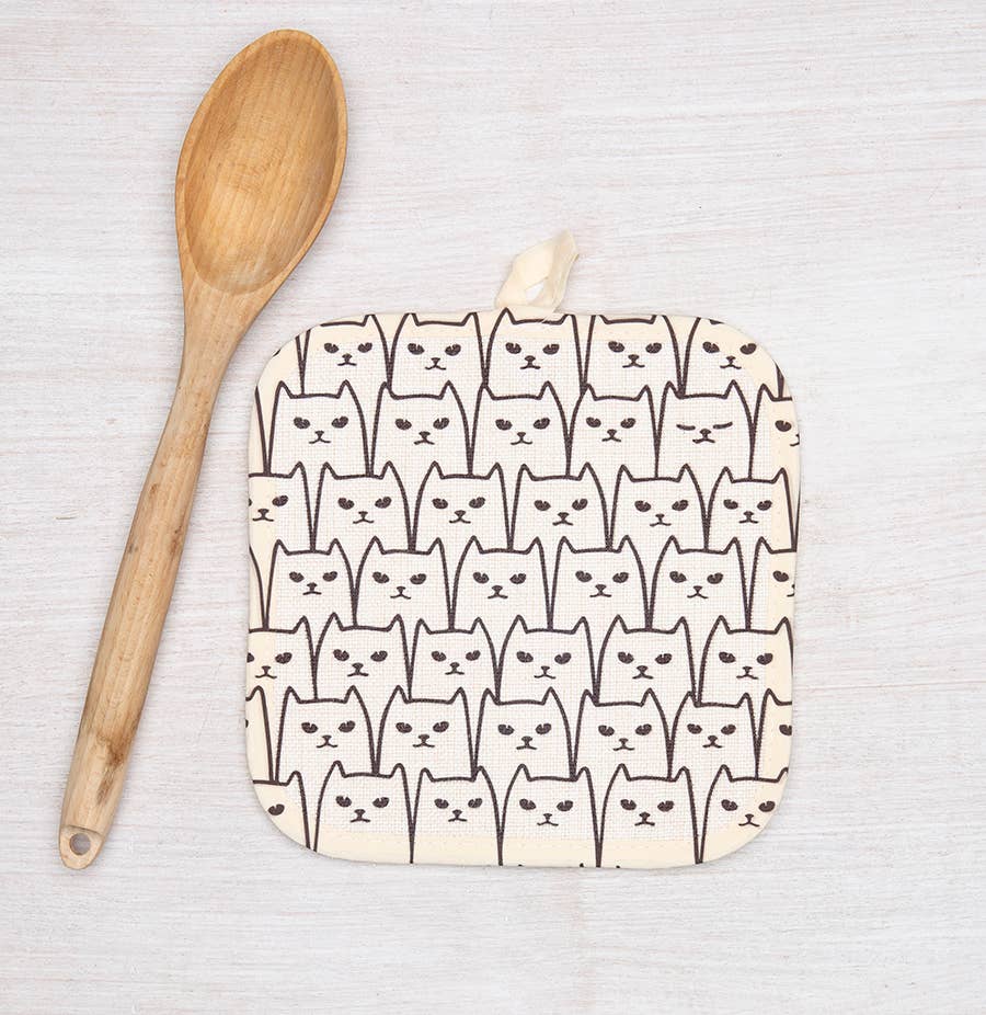 Cats Pot Holder | Linen Sublimation | Hanging Loop