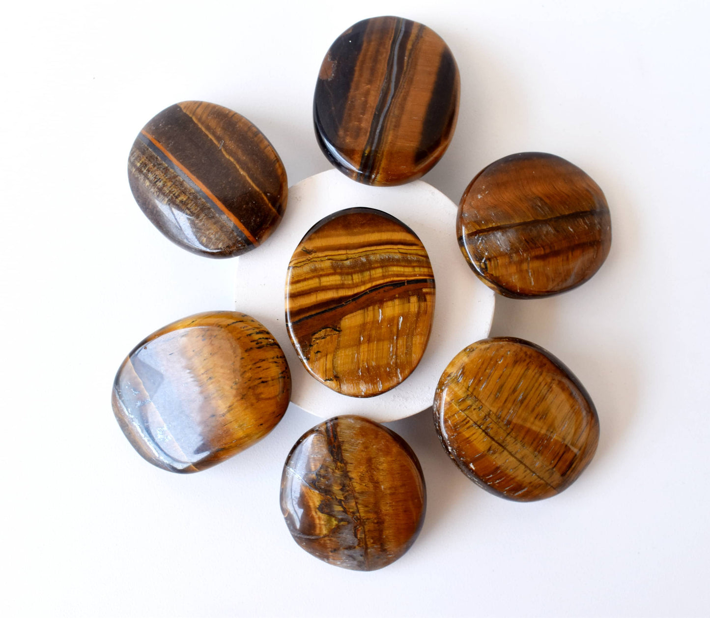 Palm Stones | Tiger Eye | Thumb Crystal | Pocket Gemstones: Thumb Indent (Worry Stone)