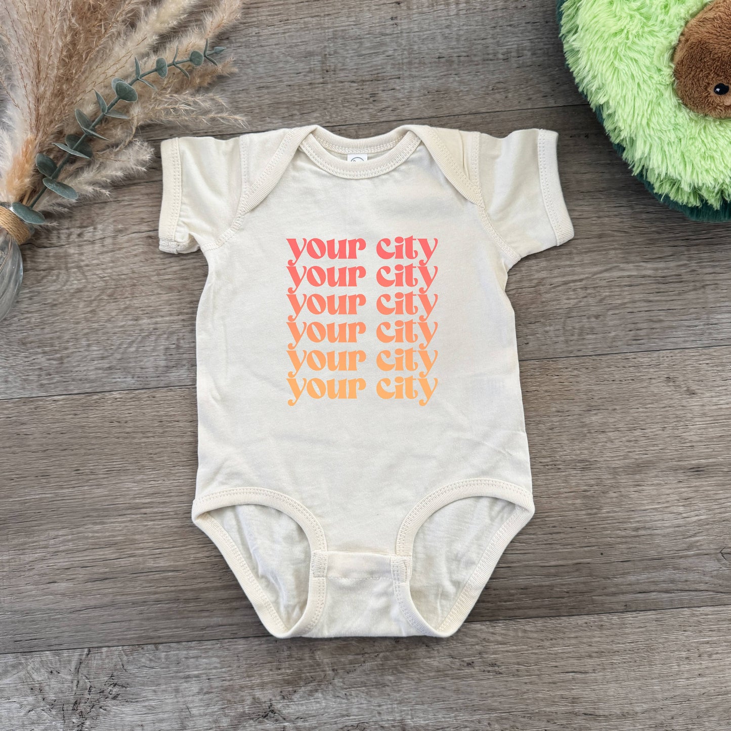 Your City, Ombre - Natural Onesie - Custom, Personalized: Blue/Purple Ombre / 12 month