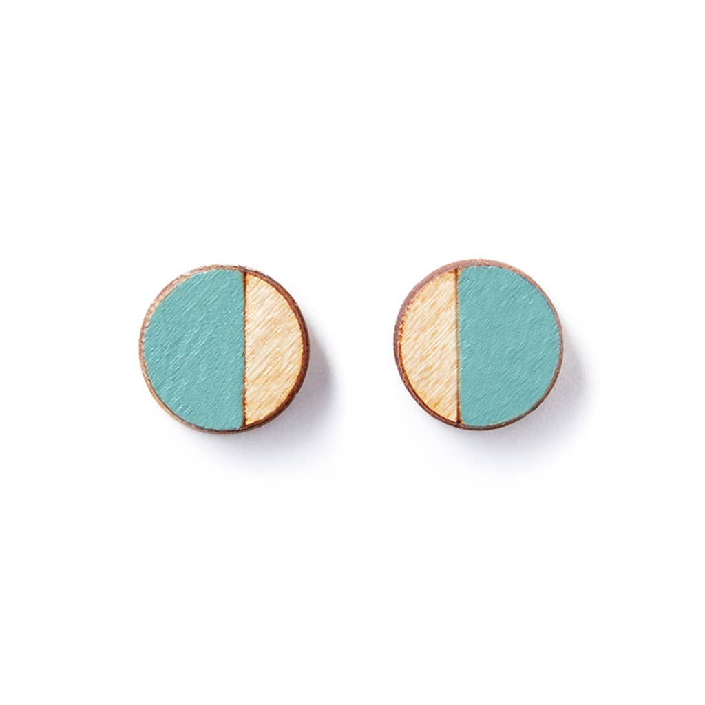 Round Stud Earrings - Red, Teal, Blue