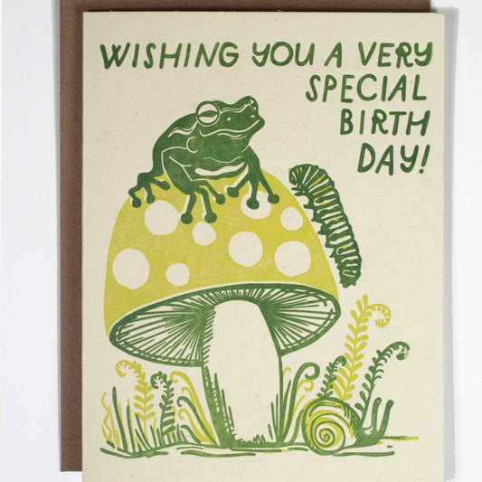 Birthday Frog Mushroom Card