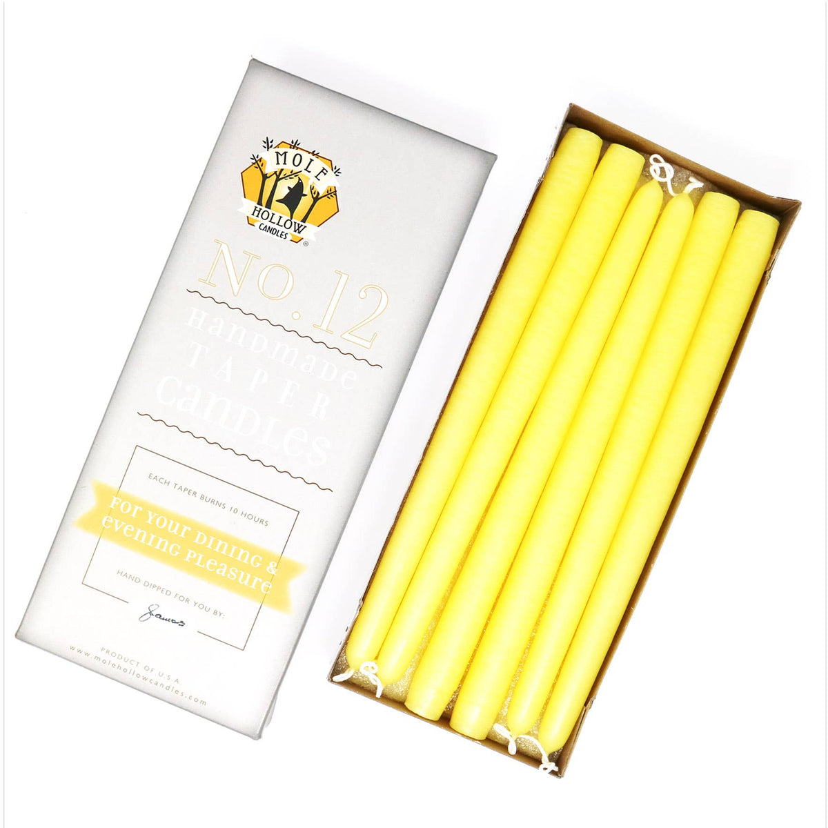 12" Hand Dipped Unscented Taper Candles - 39 Colors USA Made: Paprika