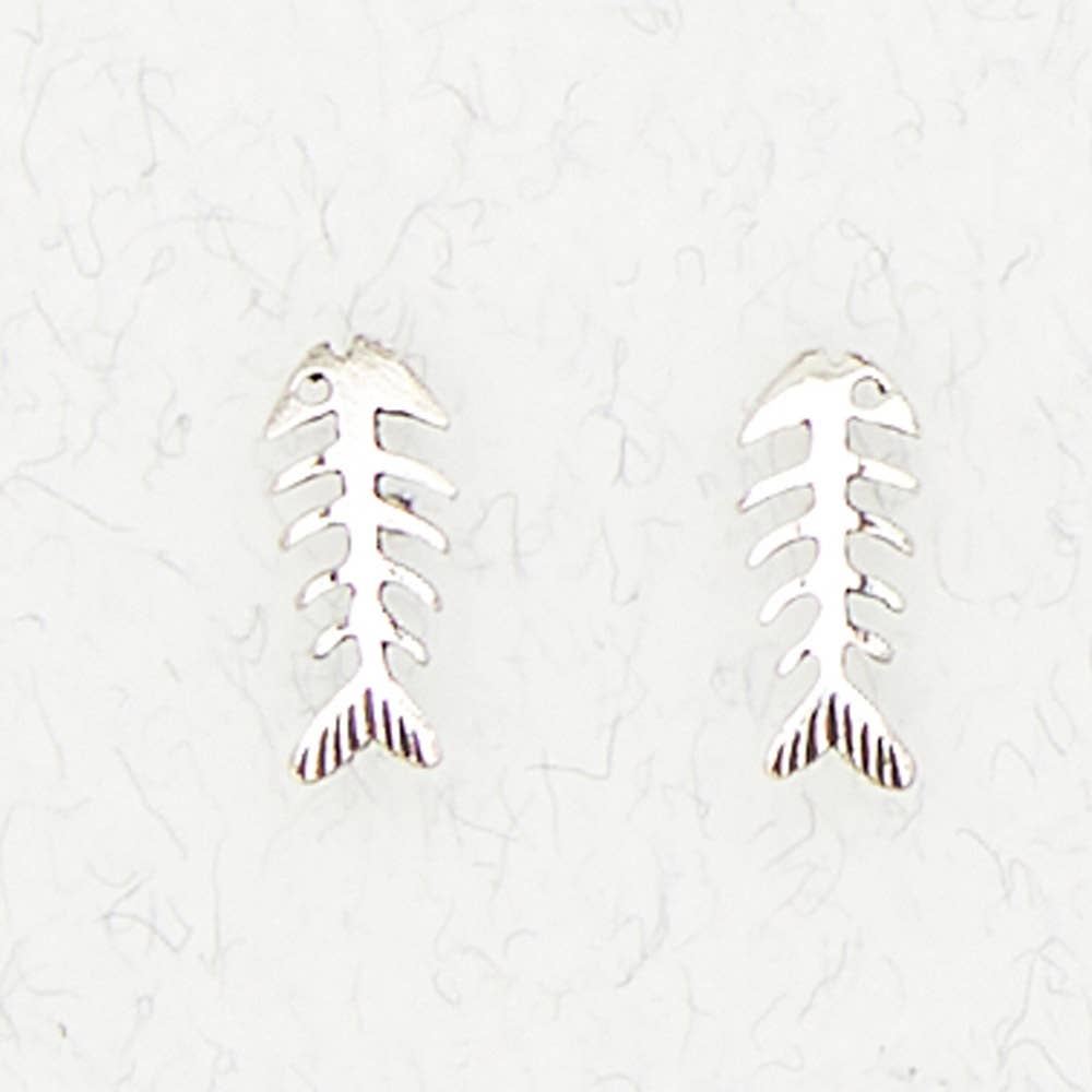 Sterling Silver Ear Studs - Fish Bones: Sterling silver