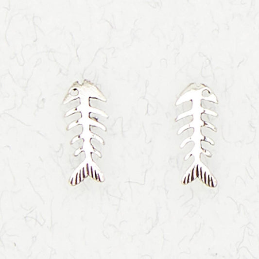 Sterling Silver Ear Studs - Fish Bones: Sterling silver