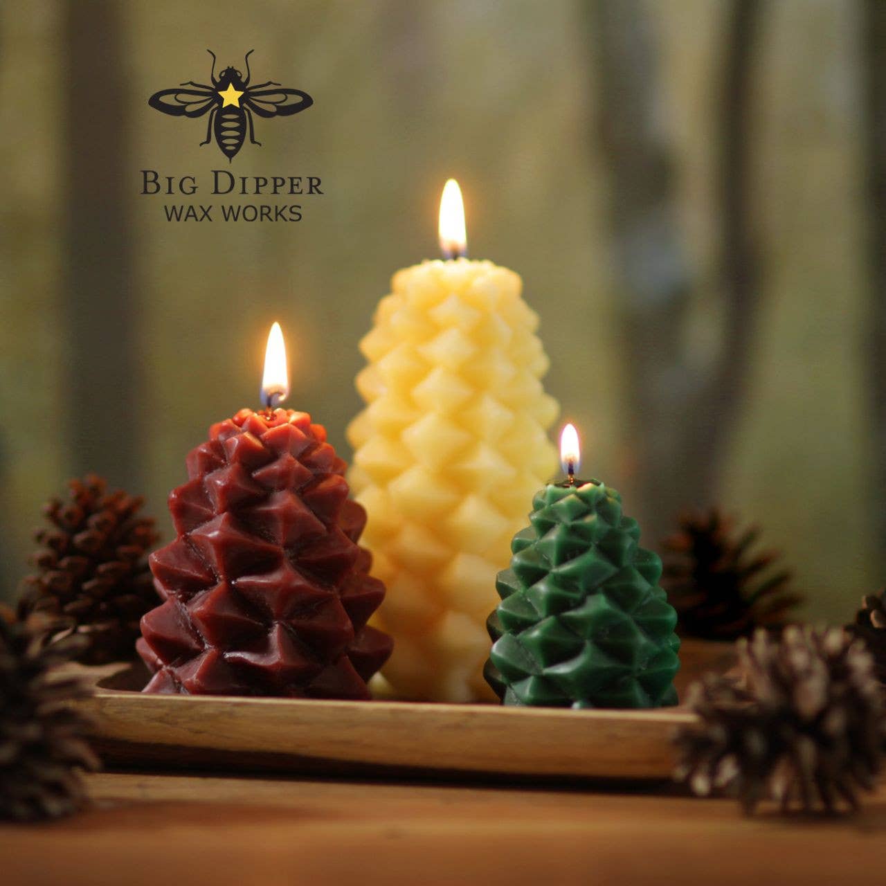 Pinecone Candles – 100% Pure Beeswax – 3 Sizes Available: Medium
