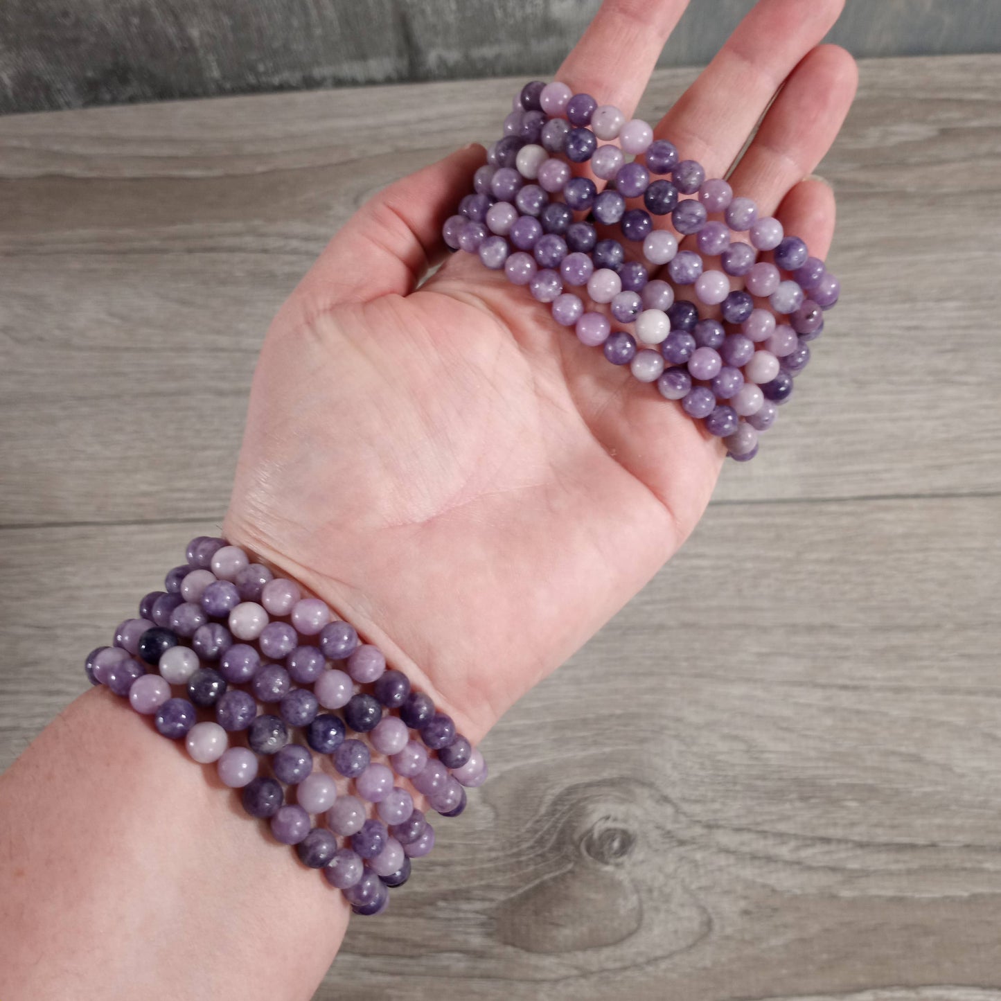 Gemstone Beaded Stretch Bracelets 6mm  : Black Moonstone
