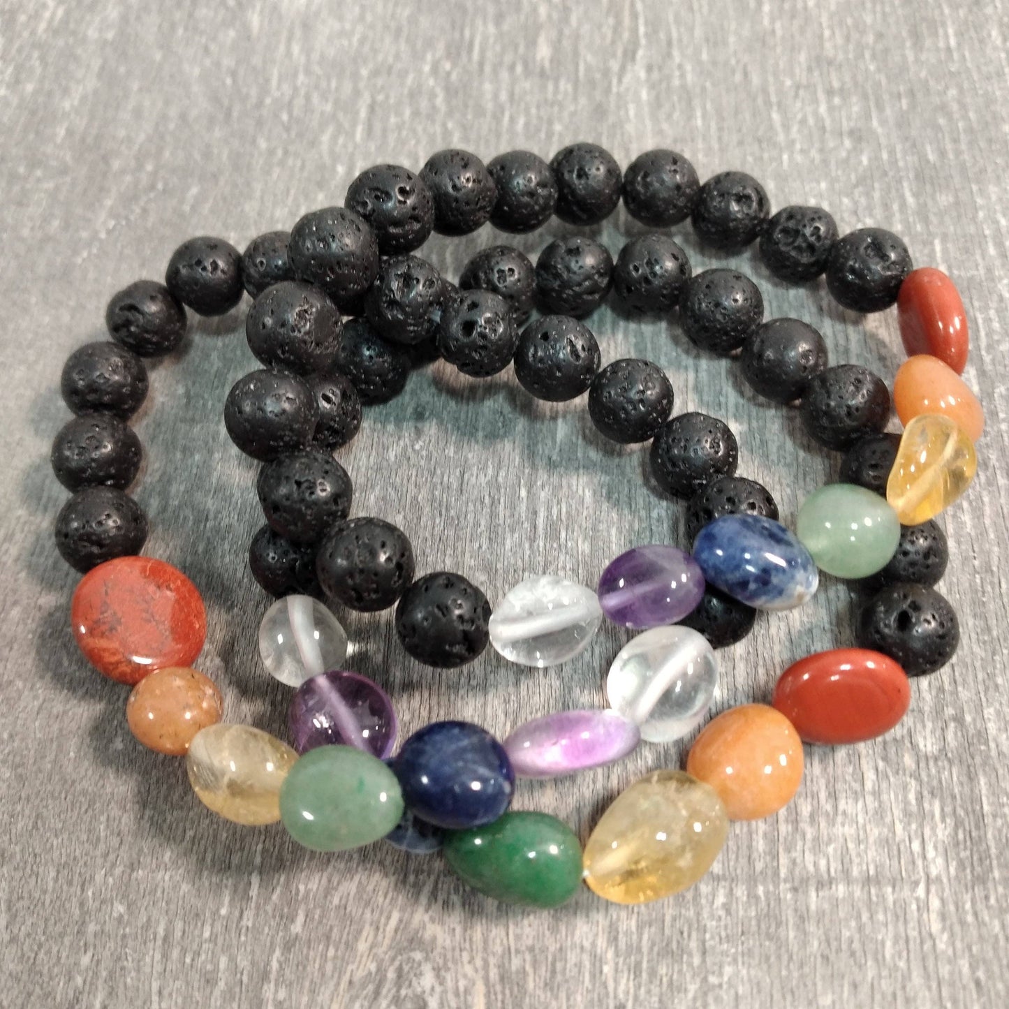 Gemstone Chakra Healing Bracelets 8mm - Wholesale: Lava Buddha