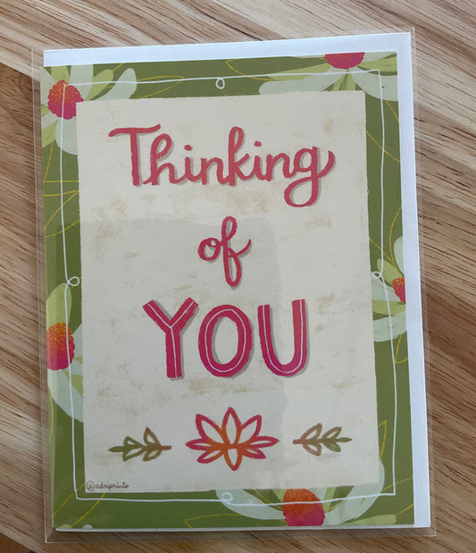 EVERYDAY - Thinking of You Floral Notecard featuring Lettering by Adriana Bergstrom