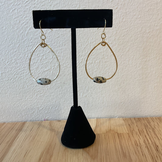 Brass drops w/ Dalmatian jasper