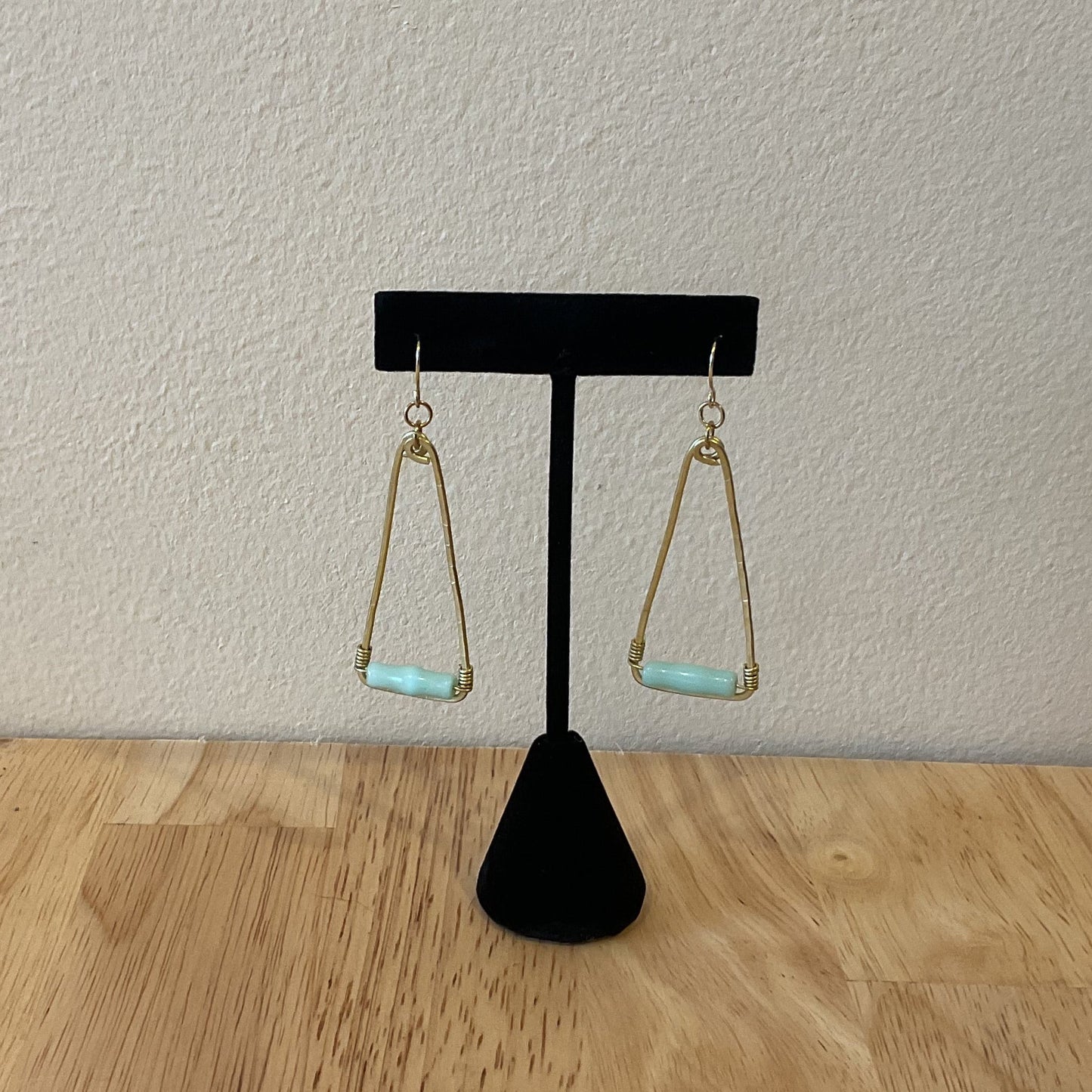 Brass Triangles w/ glass beads