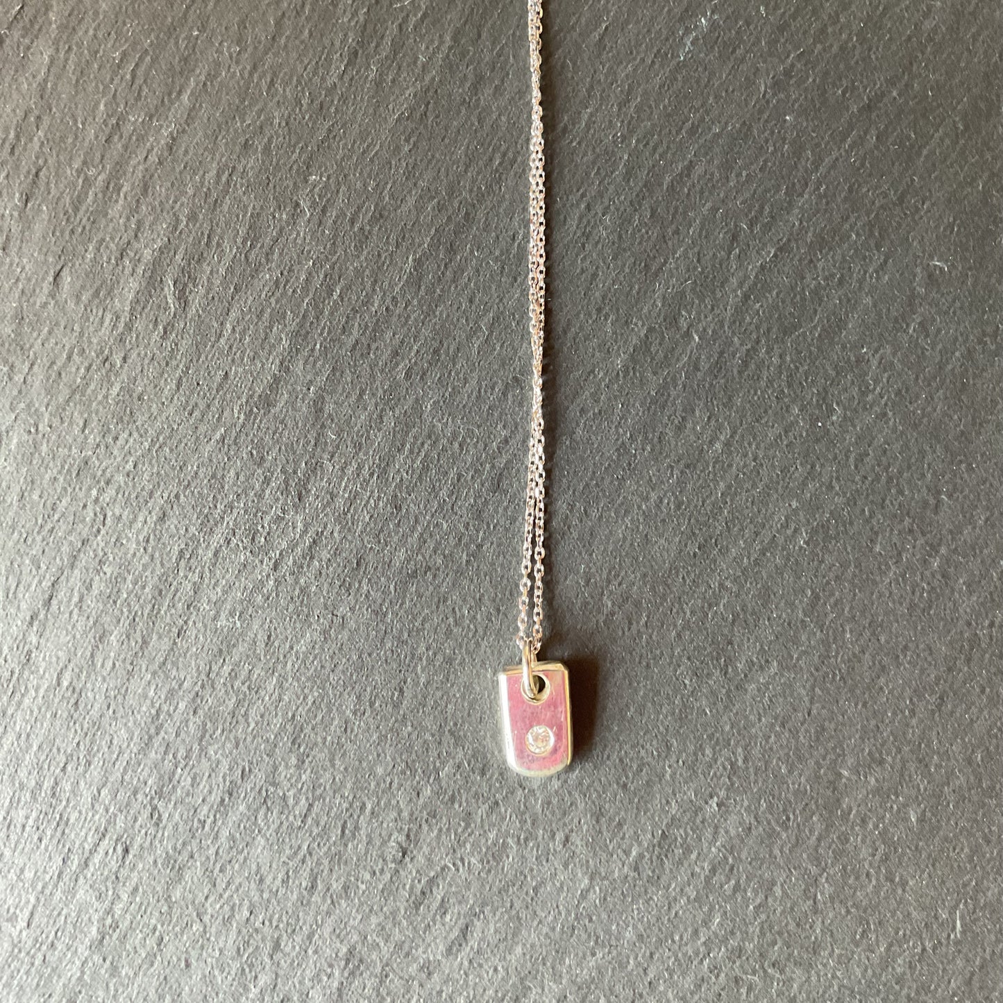 Cubic Zirconia pendant on Sterling Chain #10