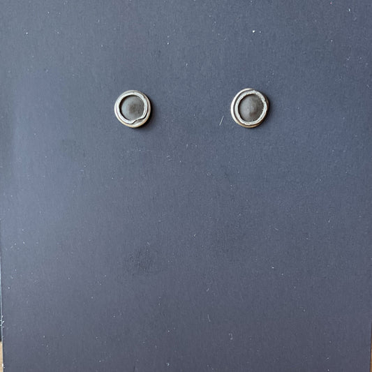 Small Sterling Silver Bezel Studs #1