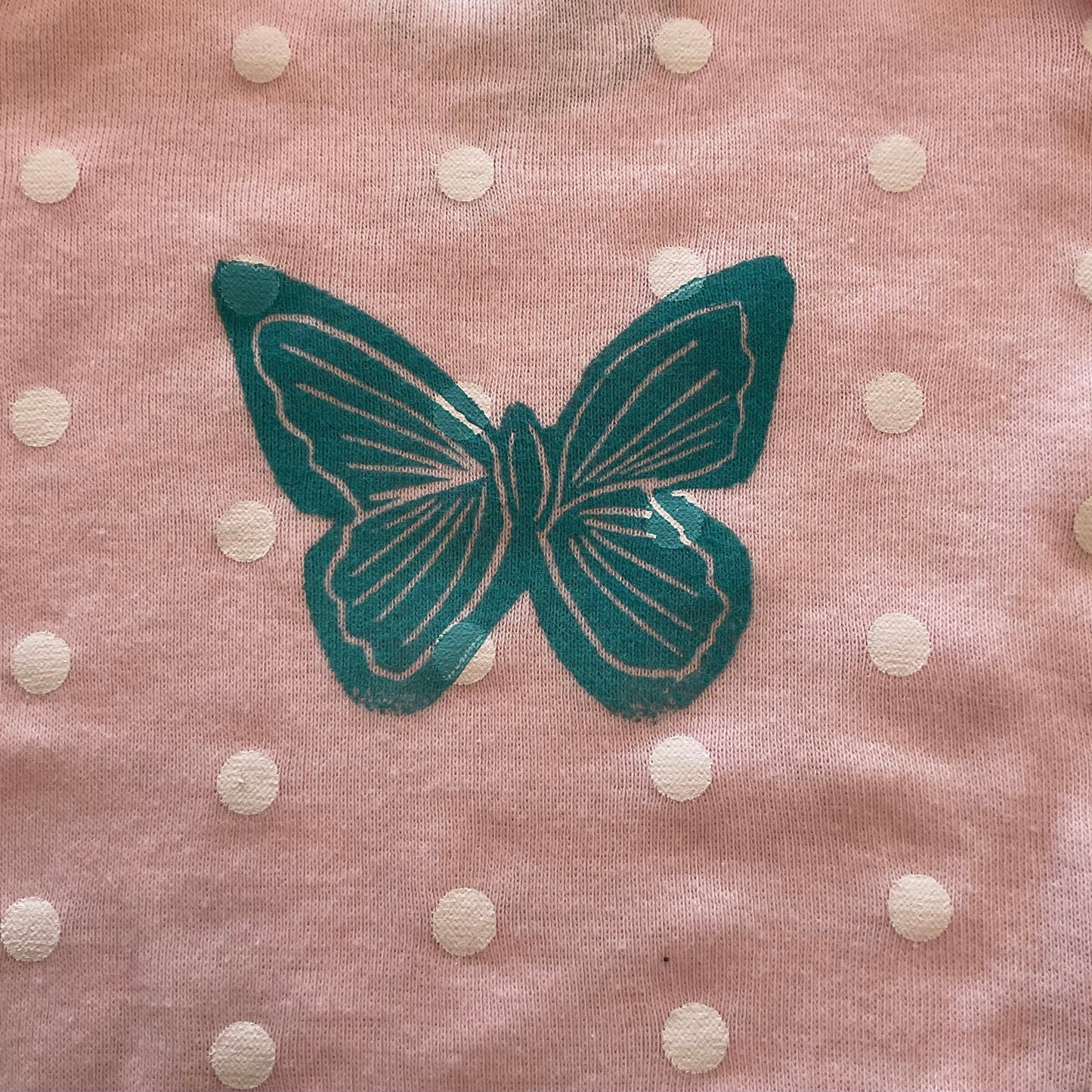 Pink polka dot butterfly onesie
