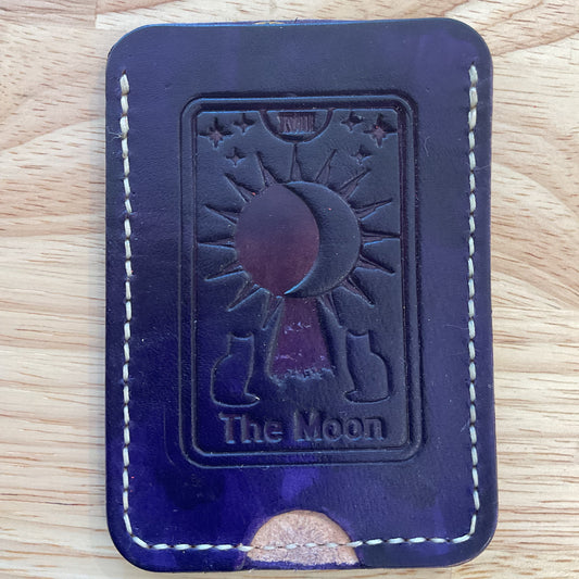 Leather card wallet with Tarot design