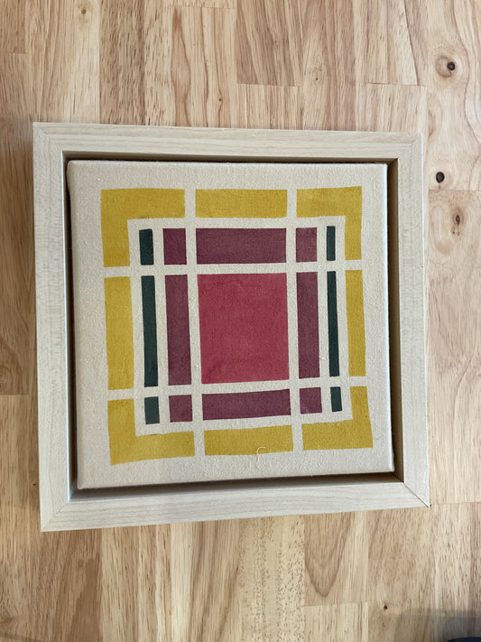 Pink and yellow square painting