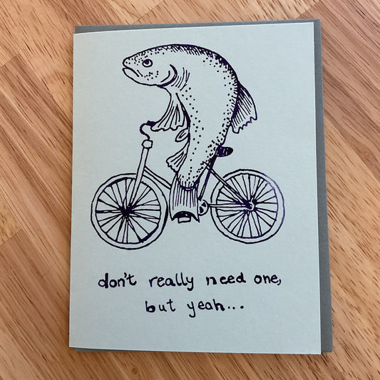 Fish on a bicycle card