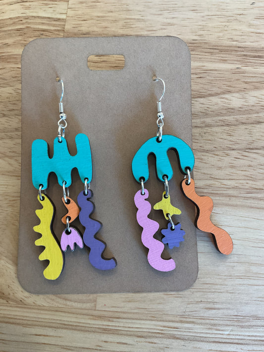 Multi colored abstract shape earrings