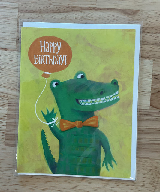 Happy birthday alligator greeting card