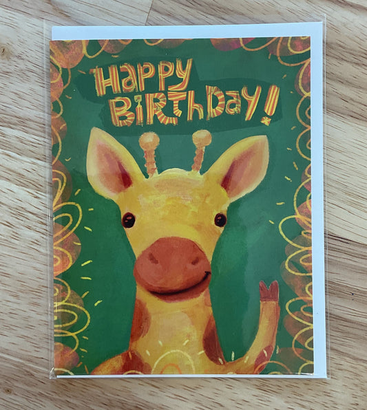 Happy birthday giraffe greeting card
