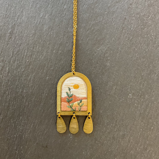 Embroidered pendant necklace