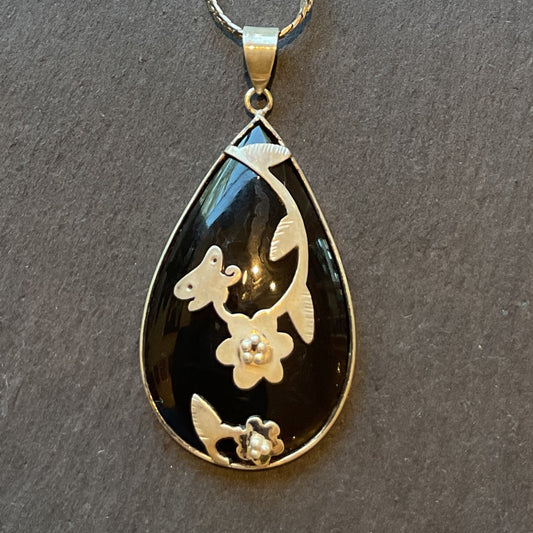 Onyx pendant on sterling silver chain