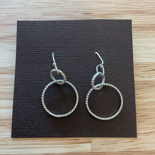 Double Beaded Hoop silver earrings