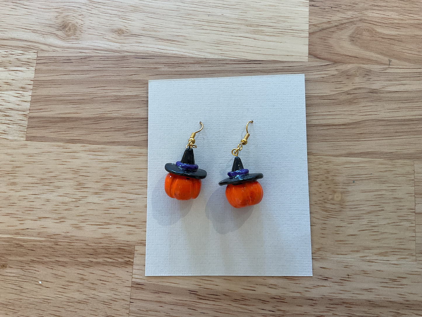 Pumpkin witch hat earrings