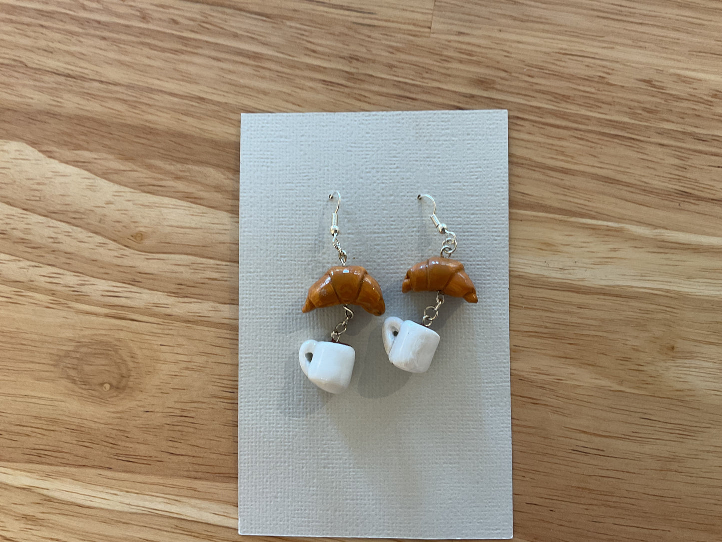 Croissant and coffee earrings