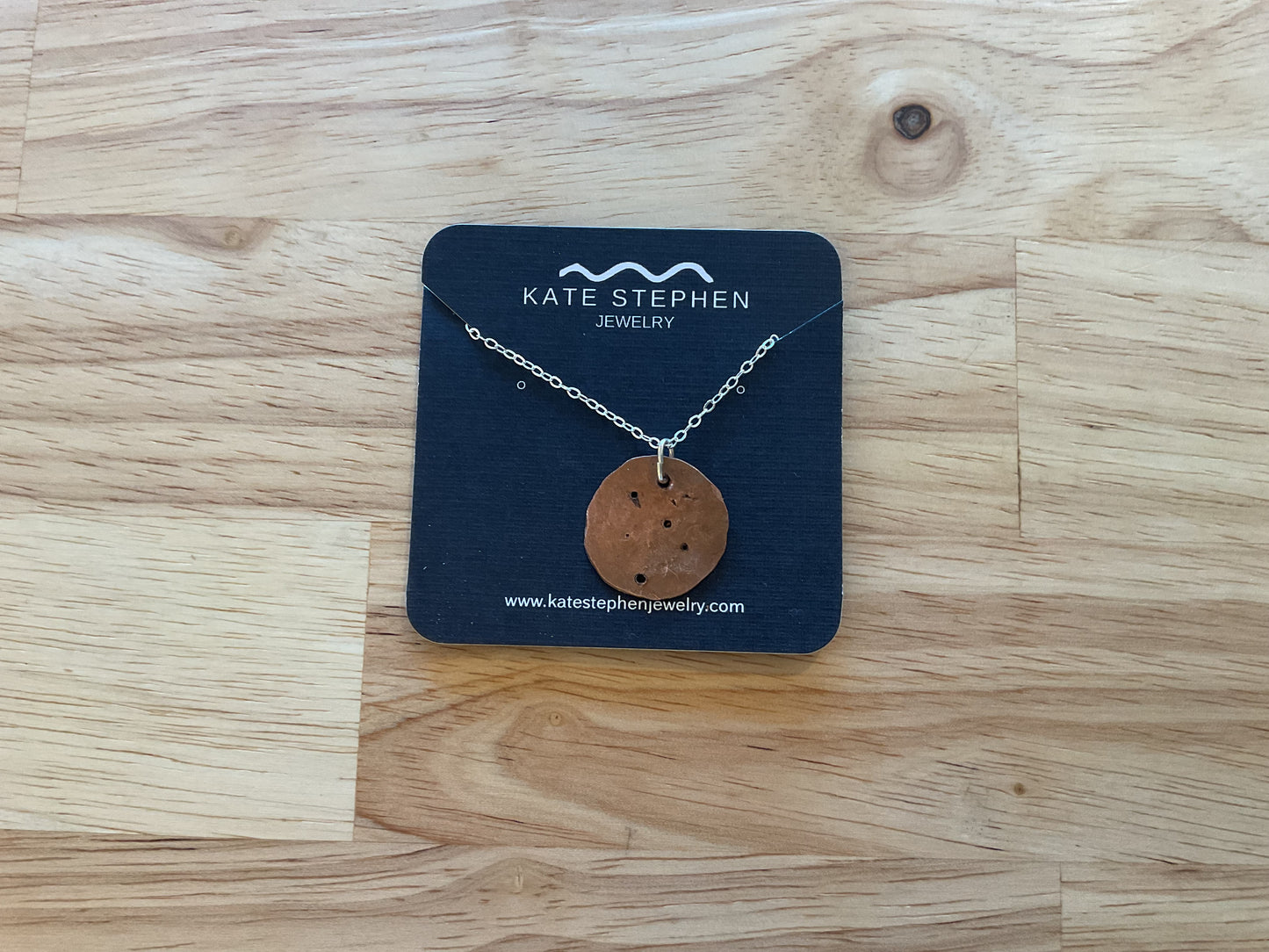 Copper moon on Sterling chain