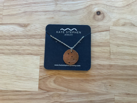 Copper moon on Sterling chain