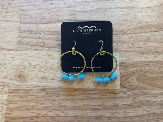 Brass and vintage blue glass beads