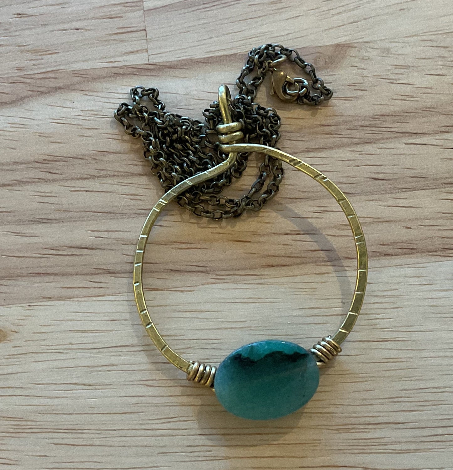 Brass and aventurine hoop