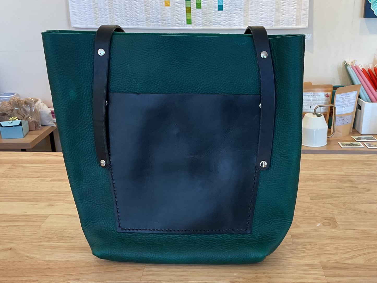 Green Leather Tote