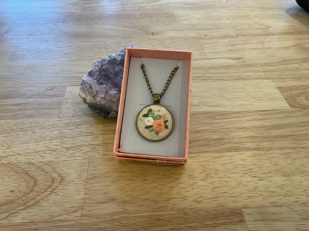 Embroidered Pendant-Orange