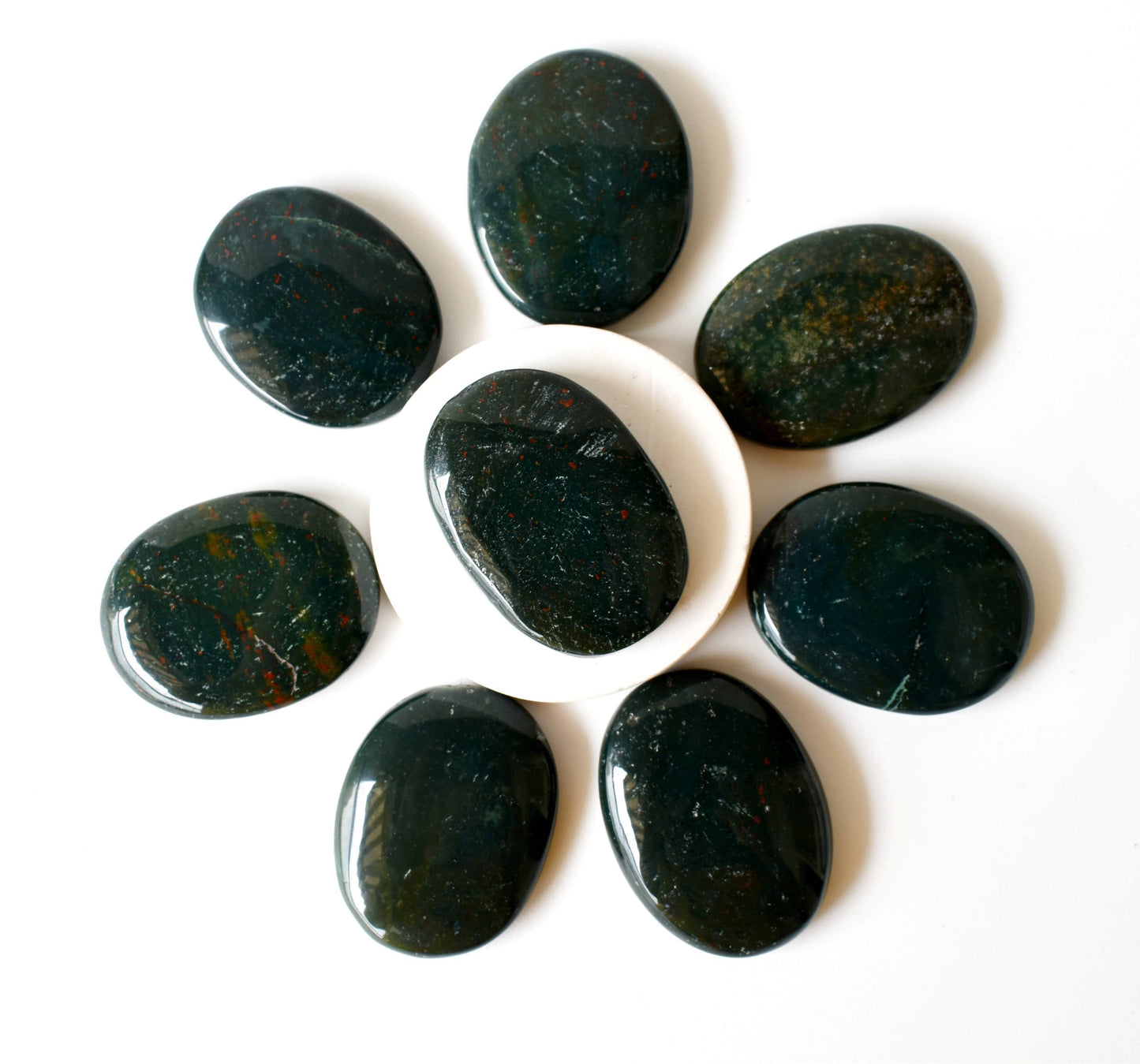 Palm Stones | Bloodstone | Thumb Crystal | Pocket Gemstone: Thumb Indent (Worry Stone)