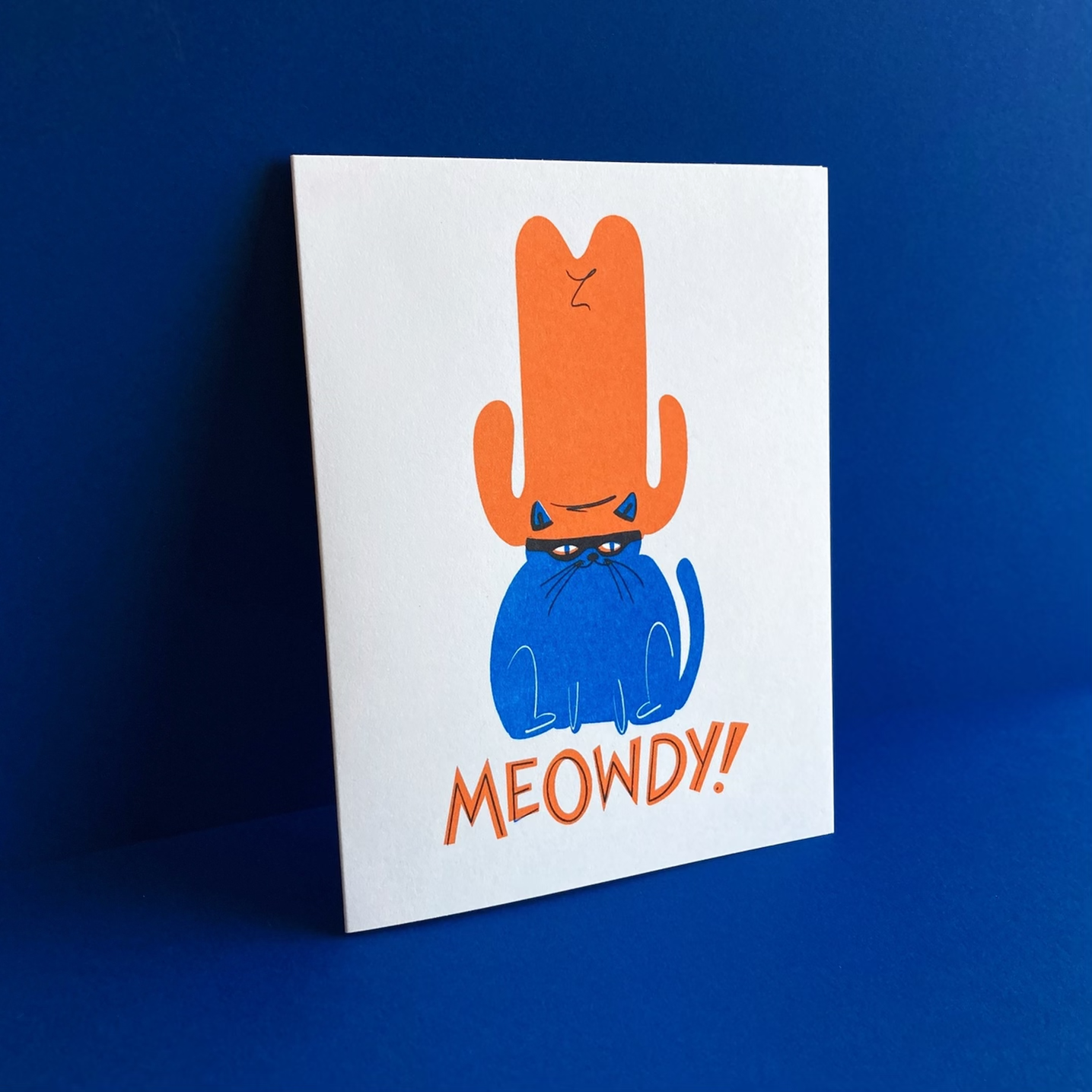 Meowdy Cat - Fun Risograph Greeting Card