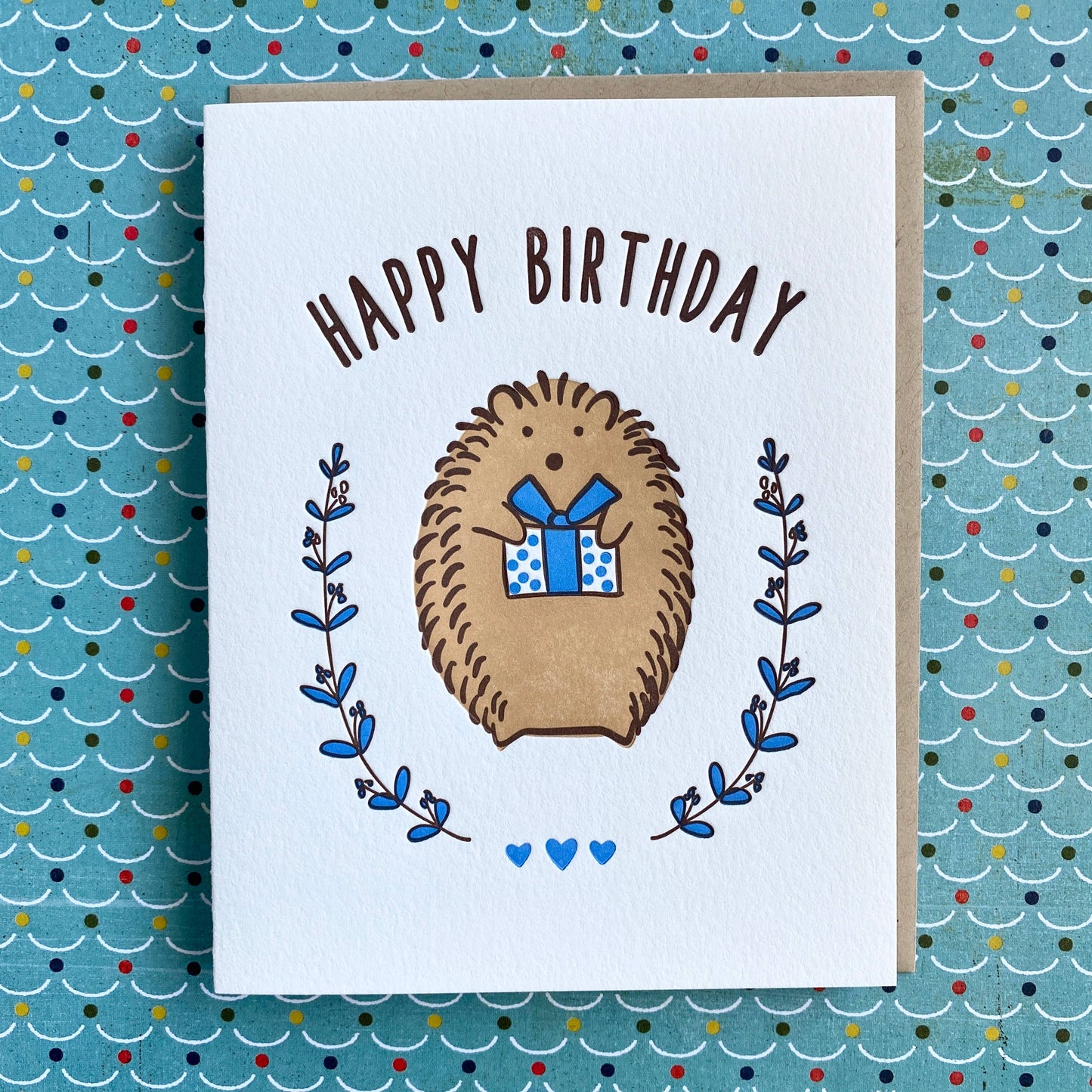 Happy Birthday Hedgehog - letterpress card
