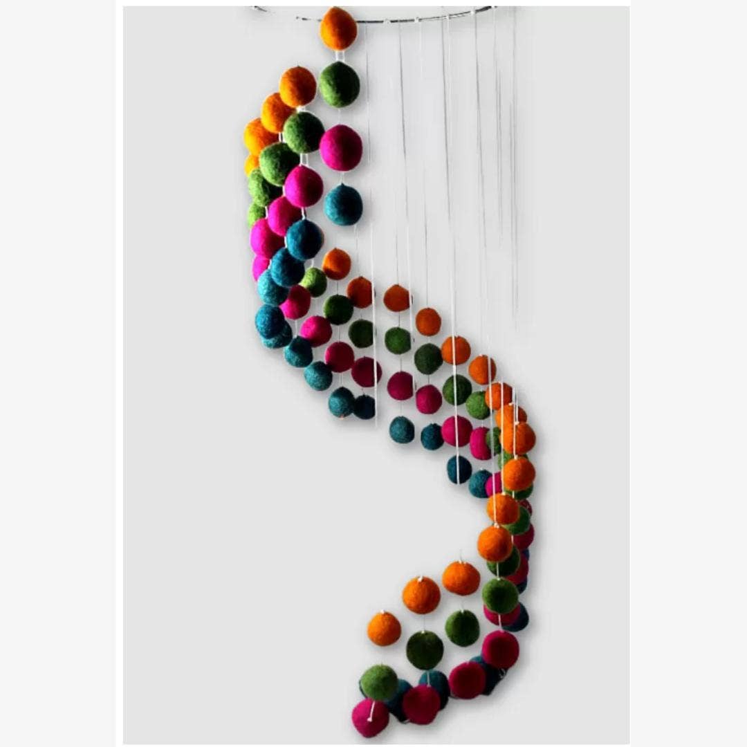 Handcrafted Felt Ball Mobile, Swirl Design, Assorted Colors