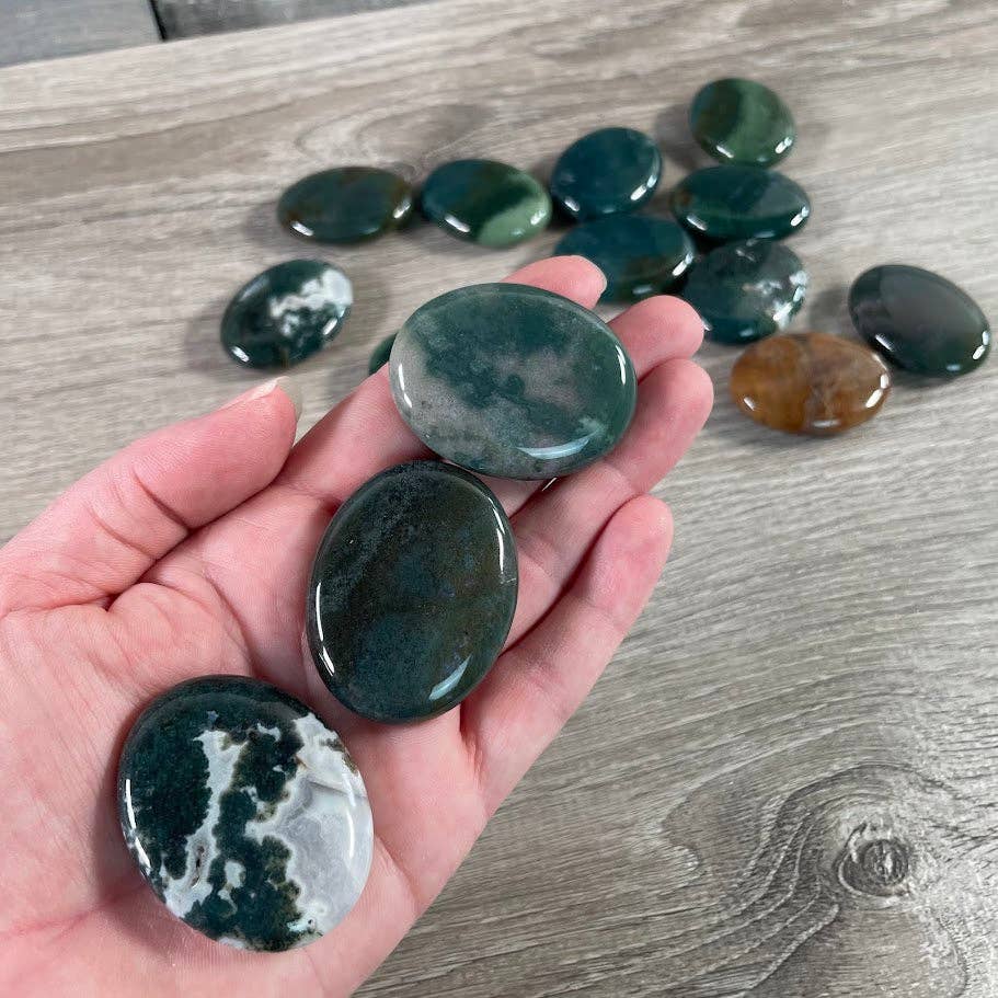 Gemstone Palm Stones 45mm – Bulk Crystal Supplies: Assorted (may be man made dyed or treated)