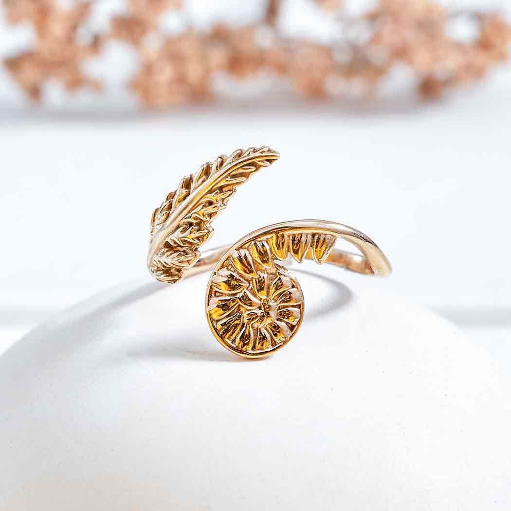 Sterling Silver or Bronze Adjustable Fern Ring: Bronze / Adjustable 6-8