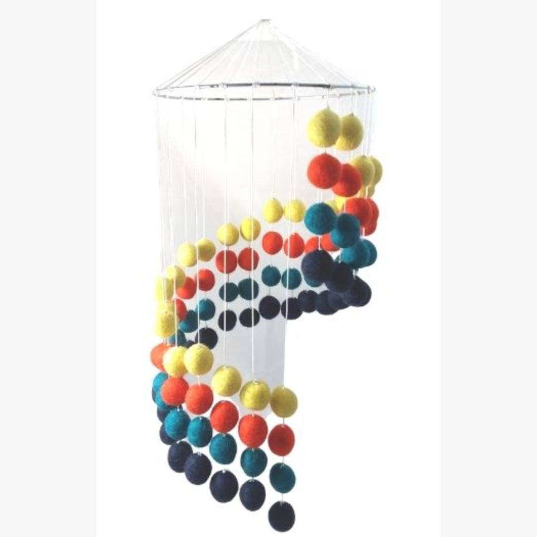 Handcrafted Felt Ball Mobile, Swirl Design, Assorted Colors