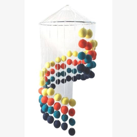 Handcrafted Felt Ball Mobile, Swirl Design, Assorted Colors