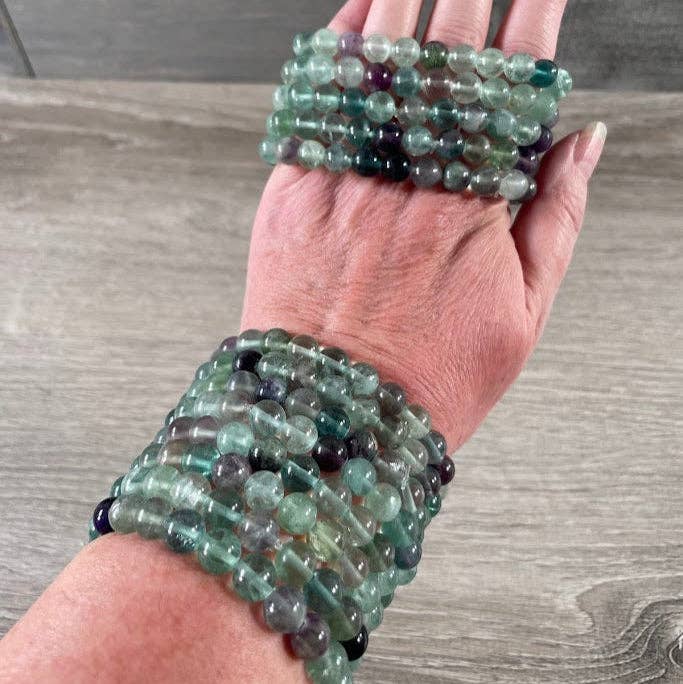 8mm Round Gemstone Beaded Bracelets – Assorted Crystals Bulk: Lavastone